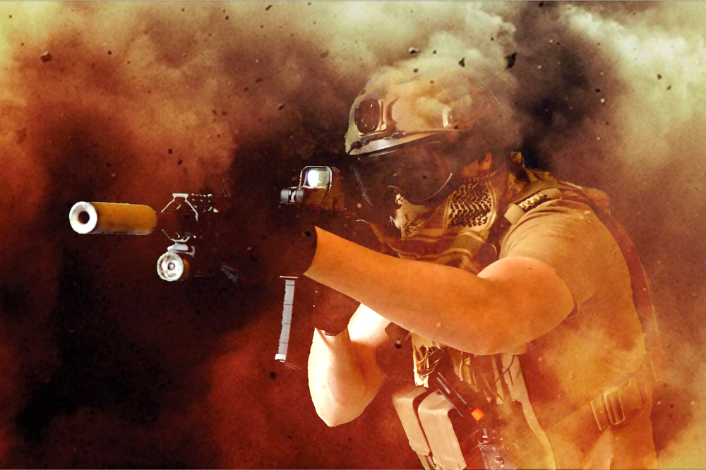 holographic sight and explosions