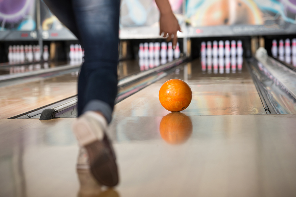 bowling ball rolling on the lane